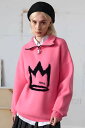 MISHKA (ミシカ) LOGO HALF ZIP KNIT PINK
