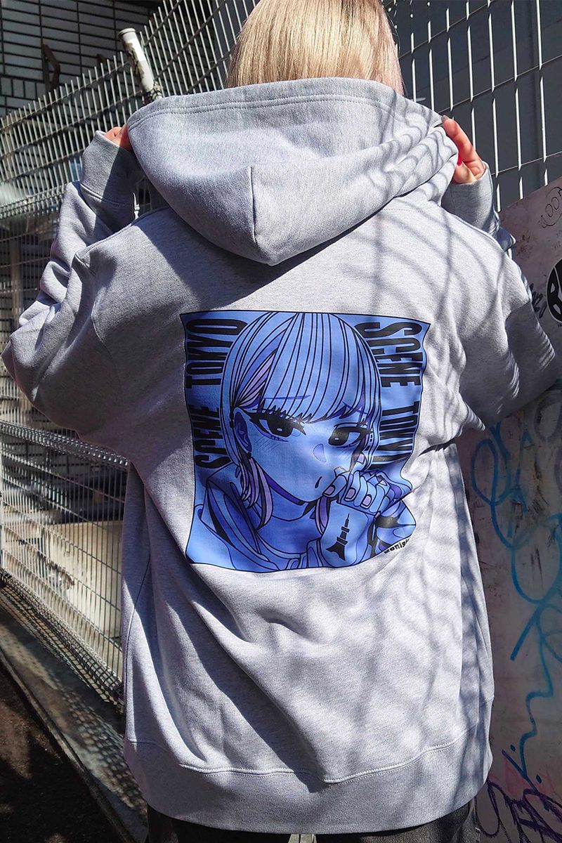 SCENE TOKYO (V[gELE)PPL girl zip hoodie ash