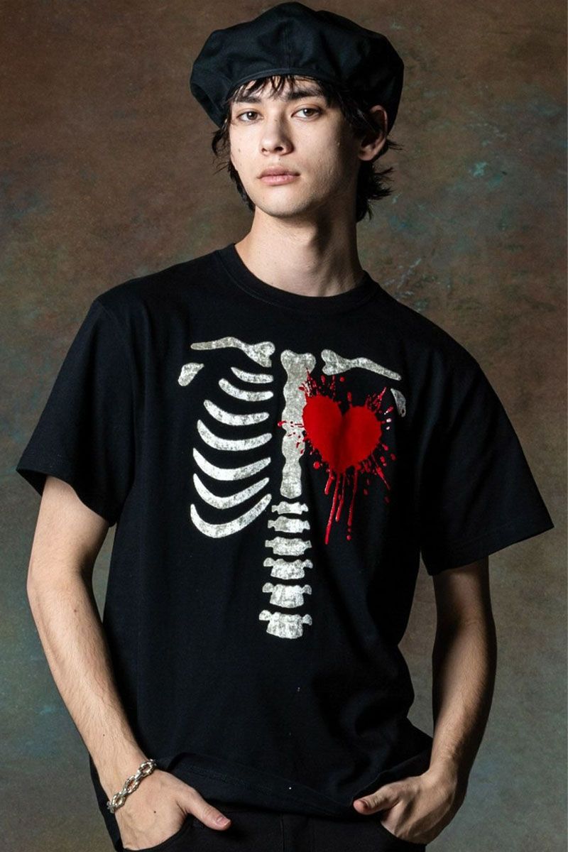 glamb (グラム) Velour Skeleton T-Shirt Black