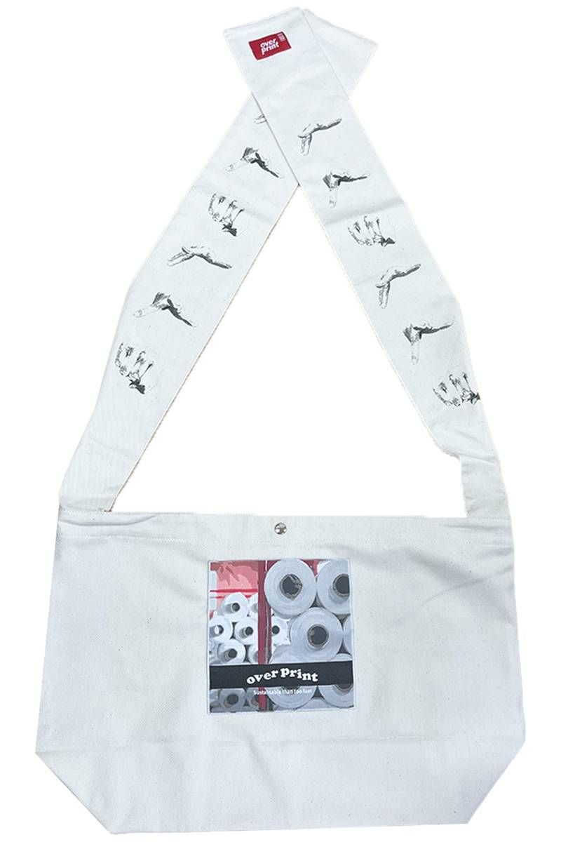 over print (I[o[vg) rock, paper, scissors Paperboy Bag white