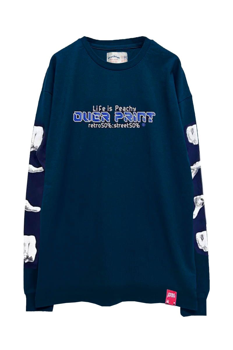 over print (I[o[vg) rock, paper, scissors Paperboy LS Tee navy