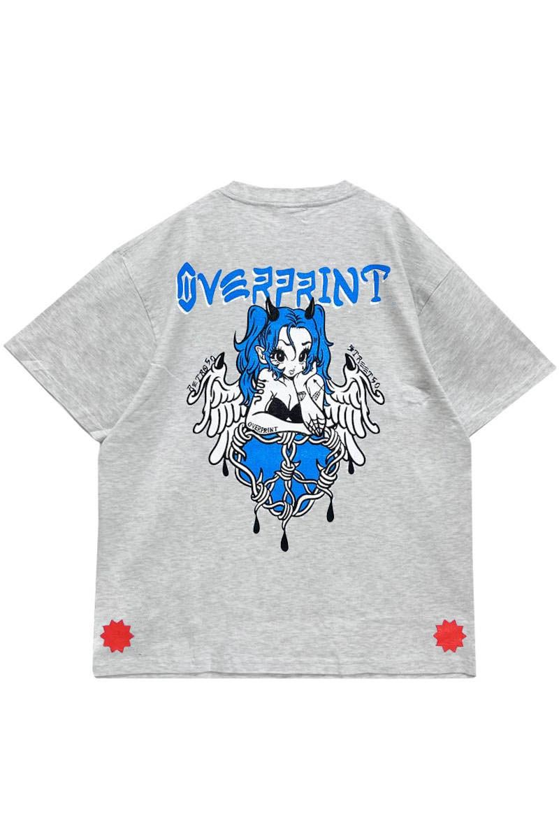 over print (I[o[vg) ANTI HEART Tee ash gray