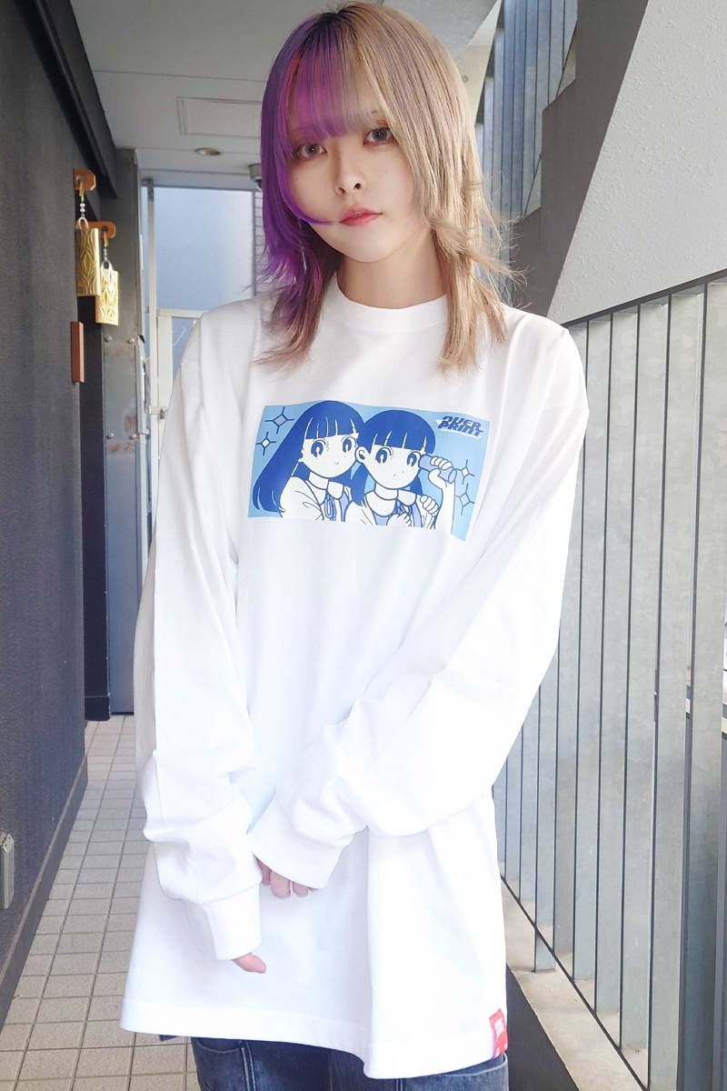 over print (I[o[vg) blue LS Tee white