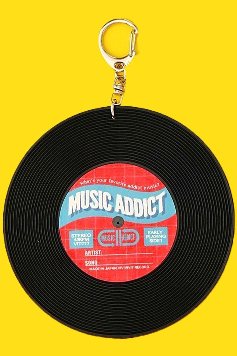 ビビビビット?? レコードキーホルダー【MUSIC ADDICT】赤色