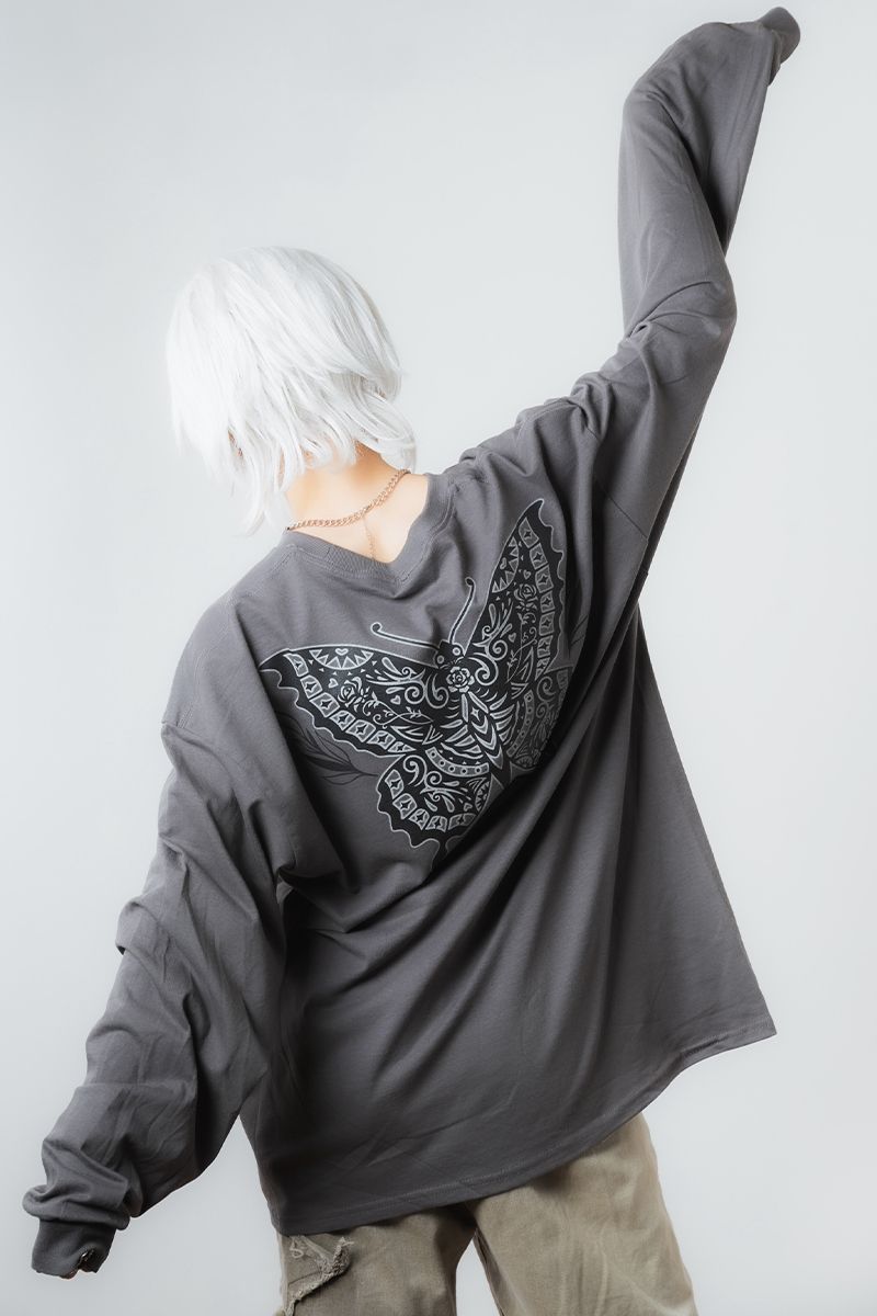 GoneR (Si[) Mexican Butterfly L/S T-Shirts Charcoal