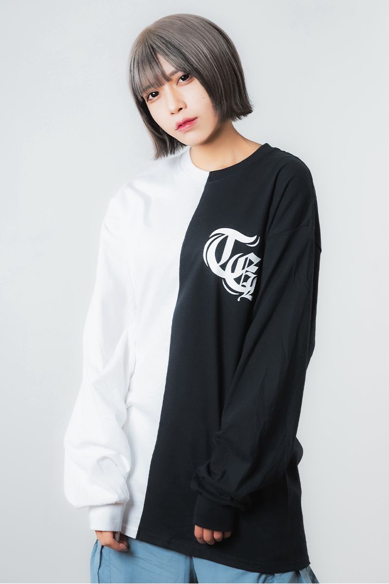 GoneR (Si[) Bi-Color Logo L/S T-Shirts White/Black