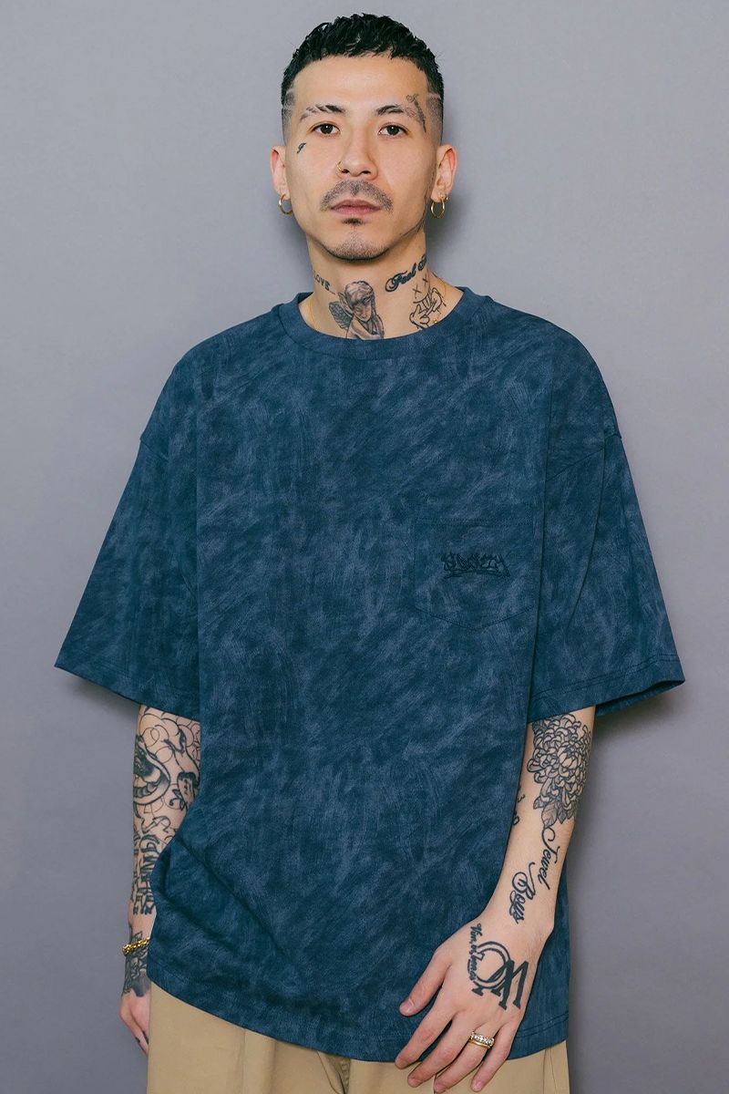 Subciety(TuTGeB) SCRATCHED PIGMENT TEE NAVY