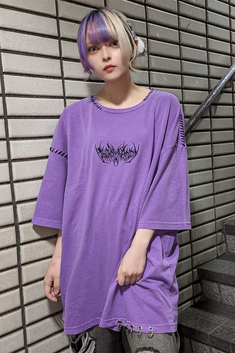 PSYCHO NATION(サイコネーション) ケミカルステッチピアス TEE PURPLE