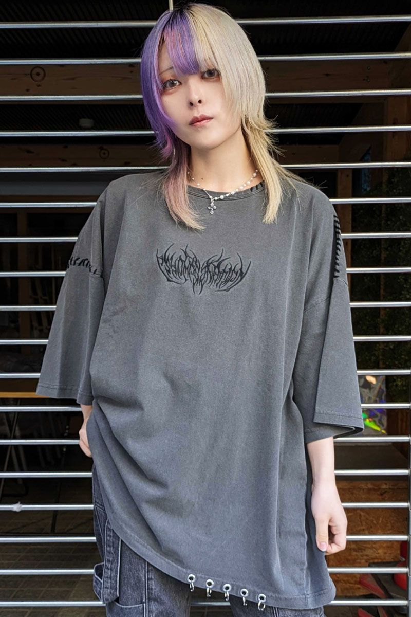 PSYCHO NATION(サイコネーション) ケミカルステッチピアス TEE GREY