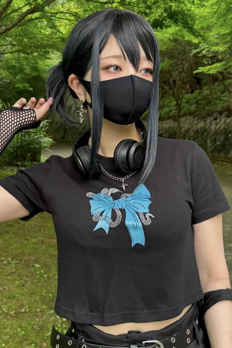 gibous (ギボス) ribbon snake tops black