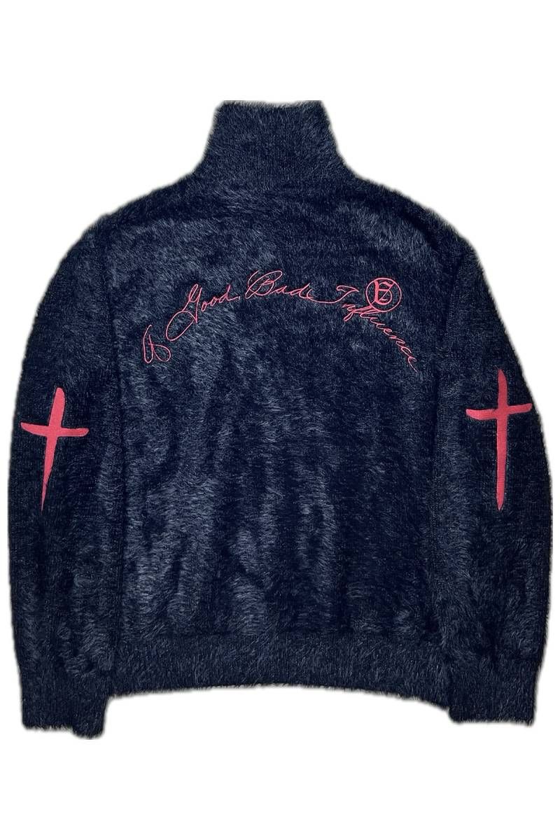 A Good Bad Influence(アグッドバッドインフルエンス) HEART CROSS ZIPPED MOHAIR SWEATER - Red