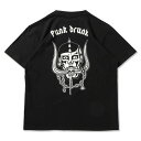 PUNK DRUNKERS (パンクドランカーズ) メタルロゴ刺繍TEE - BLACK
