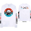 GUNS N' ROSES Unisex Long Sleeve バンドTシャツ: Motorcross Logo - WHITE
