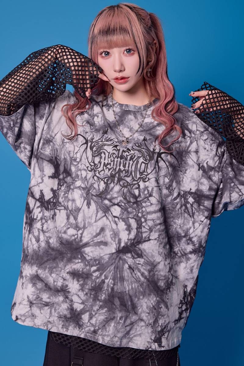 PSYCHO NATION (サイコネーション) メッシュアンサンブルTee - White Tie Dye