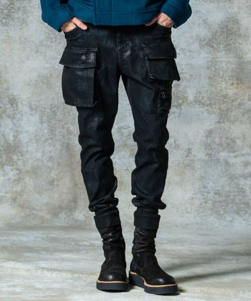 glamb(グラム)GB0325/P01 : Paraffin Cargo Denim / パラフィンカーゴデニム - Black