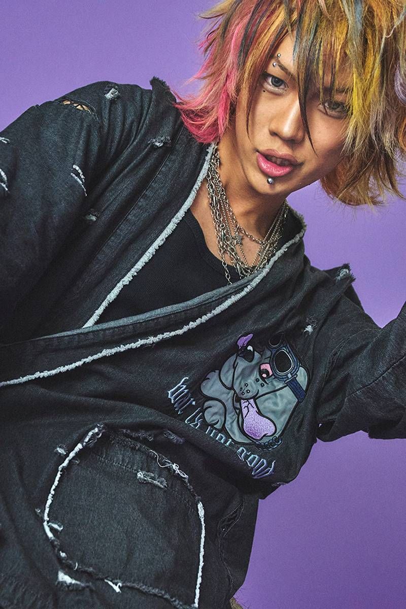 GALFY (ガルフィー) 病みに染まりしボロボロ甚平 - Black