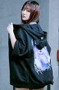 TRAVAS TOKYO(トラバス・トーキョー) クマ耳半袖ジップアップパーカー - Black