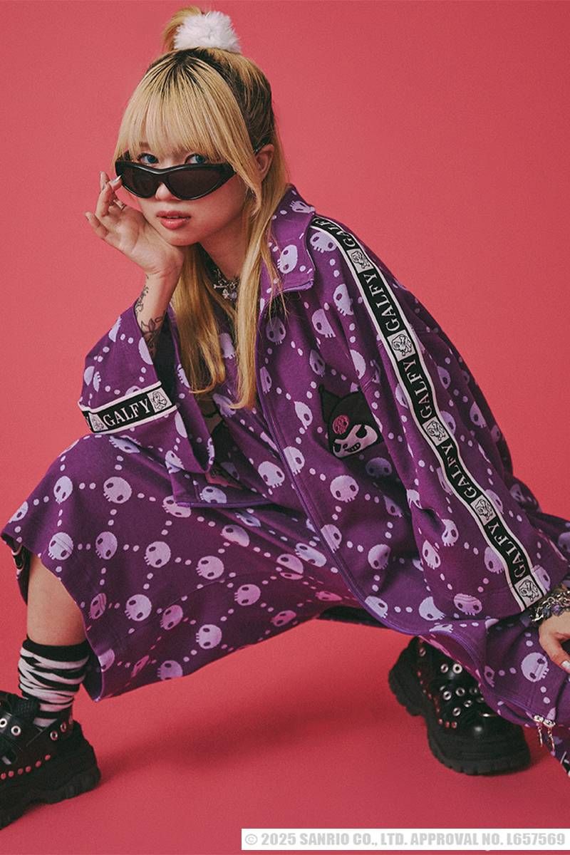 クロミ×GALFY(ガルフィー) ドクロだらけ夏セットアップ - Purple