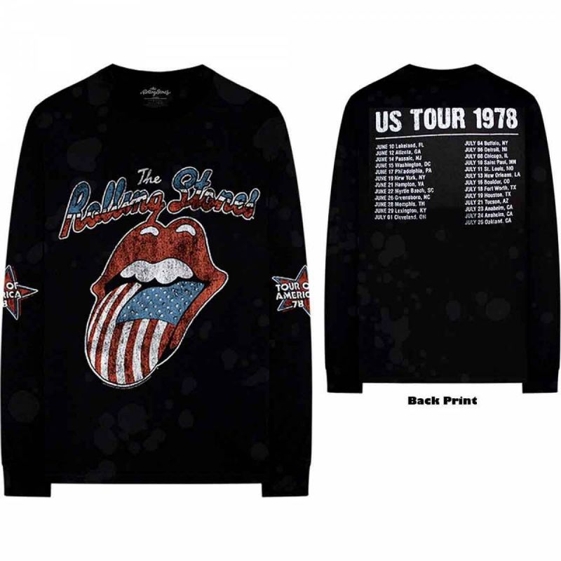 THE ROLLING STONES Unisex Long Sleeve バンドTシャツ: US Tour '78 - BLACK