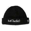 PUNK DRUNKERS (パンクドランカーズ) ペンで描いた様なロゴのニットCAP - BLACK