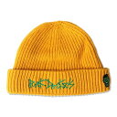 PUNK DRUNKERS (パンクドランカーズ) ペンで描いた様なロゴのニットCAP - MUSTARD