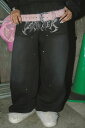 centimeter(センチメーター) Tribal logo double knee sweat pants - Black