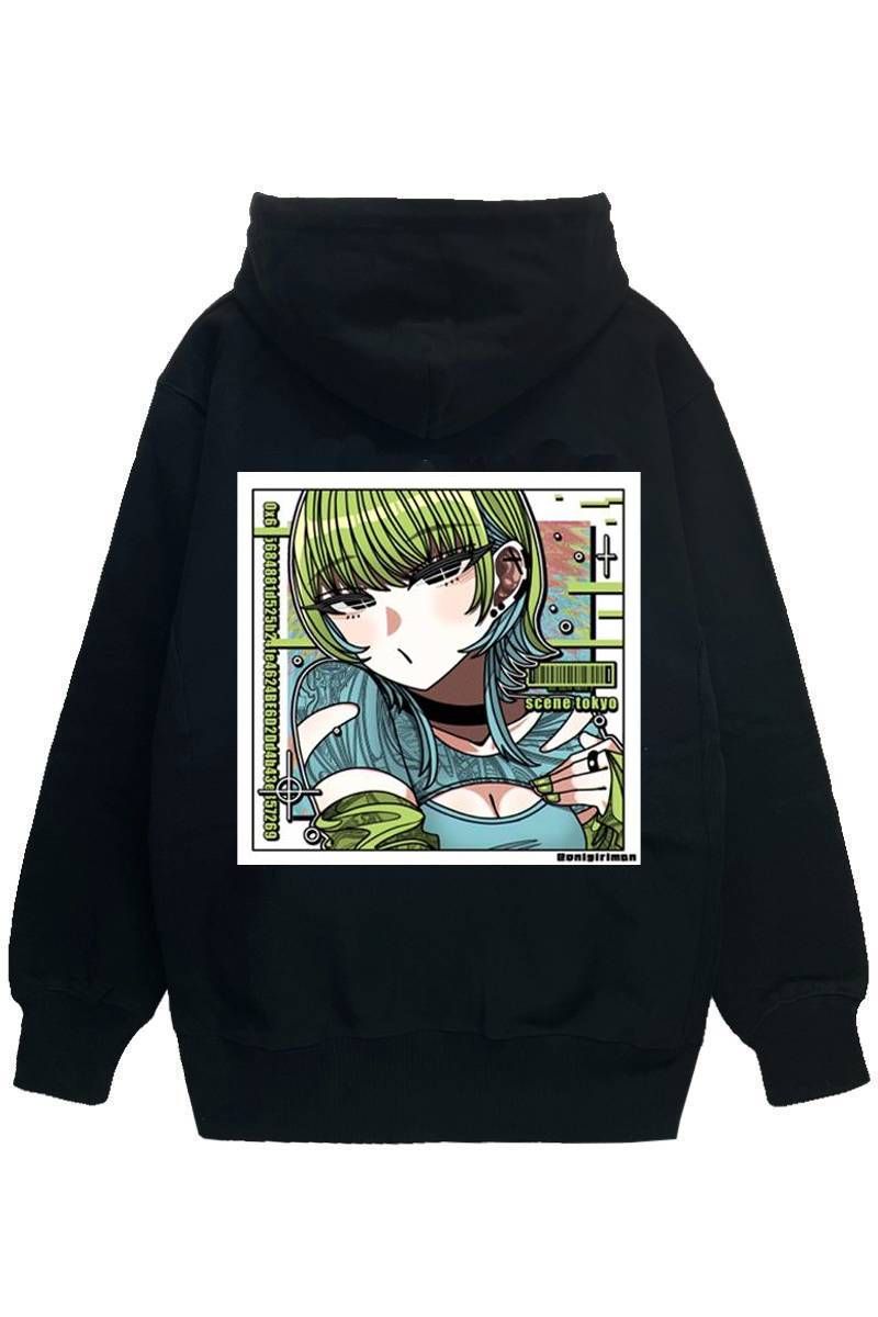 SCENE TOKYO (シーントウキョウ) green girl zip hoodie - Black