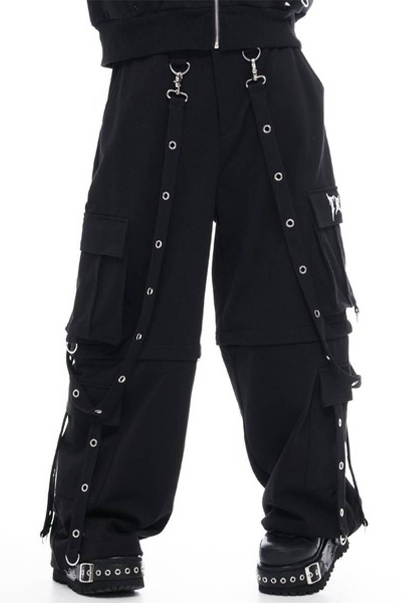 TRAVAS TOKYO (トラバス・ トーキョー) サスペンダー付き2wayスウェット・カーゴ・パンツ - Black