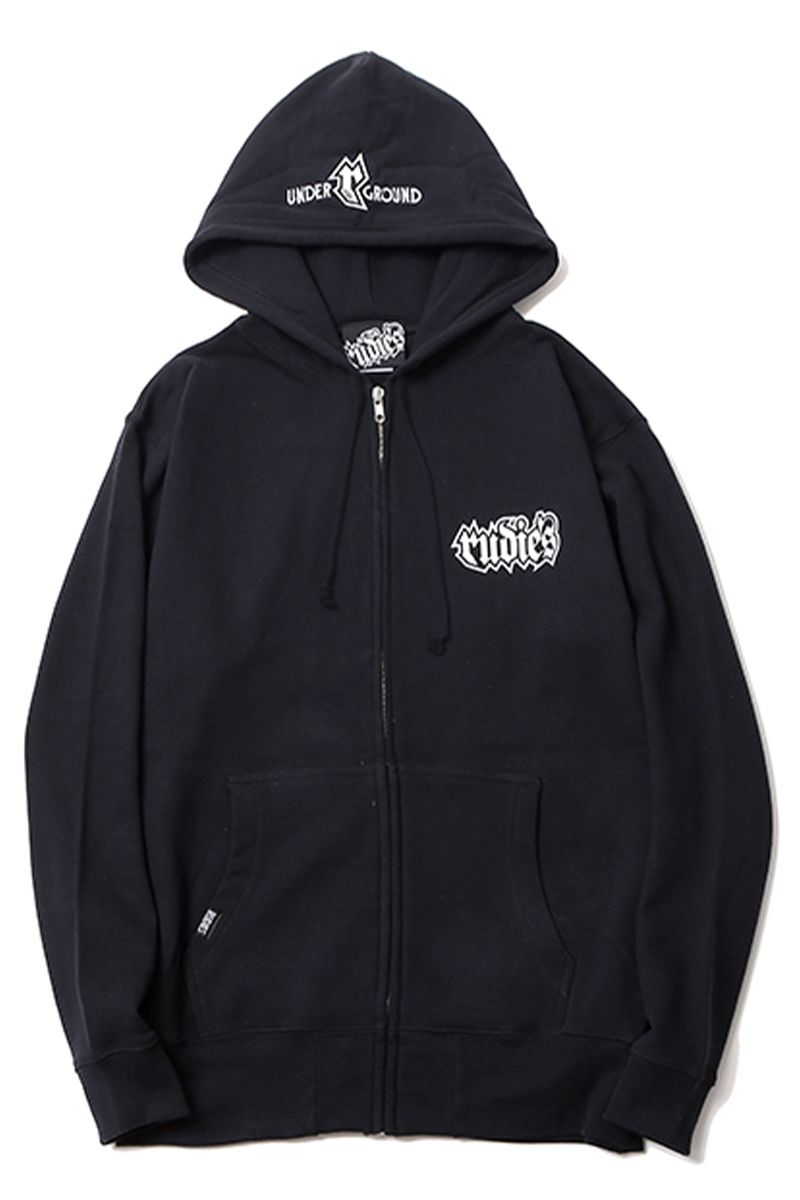 RUDIE'S ([fB[Y) SPARK ZIPHOOD SWEAT BLACK/WHITE