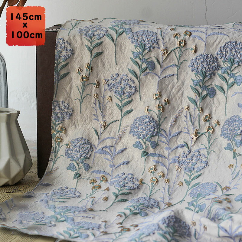 送料無料 [145cmx100cm]生地 布 植物柄 花柄　ジャカード エンボス 布地 レトロ 大花 ゴールド 油絵風