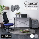 パソコンデスク3点セット PCデスク オフィスデスク PCチェア オフィスチェア 幅120cm 奥行60cm 大理石 セラミック オフィス家具 ワゴン 在宅ワーク リモートデスク 収納 ラック 高級感 おしゃれ おすすめ シーザー