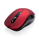 【最大600円クーポン配布中】【アウトレット】ワイヤレスマウス ブルーLEDセンサー 5ボタン DPI切替 ラバーコーティング レッド EZ4-MA097R