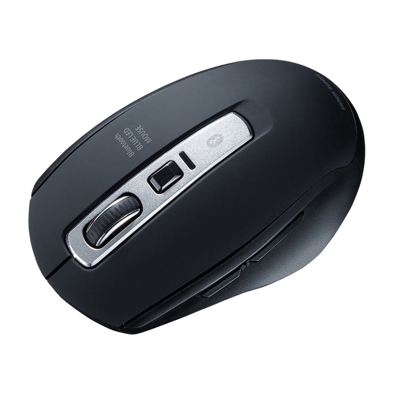 【クーポン配布中〜8/23まで】マウス Bluetooth ワイヤレス 無線 静音 ブルーLED 5ボタン 高感度 ブラック 中型 MA-BTBL162BK サンワサプライ