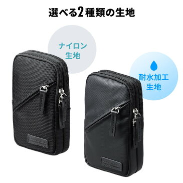 【ポイント5倍~10/25まで】スマホポーチ リュックベルト用 ショルダーベルト取付 6.5インチ対応 スマホケース ダブル 耐水生地 ブラック 200-BAGOP3WP サンワサプライ