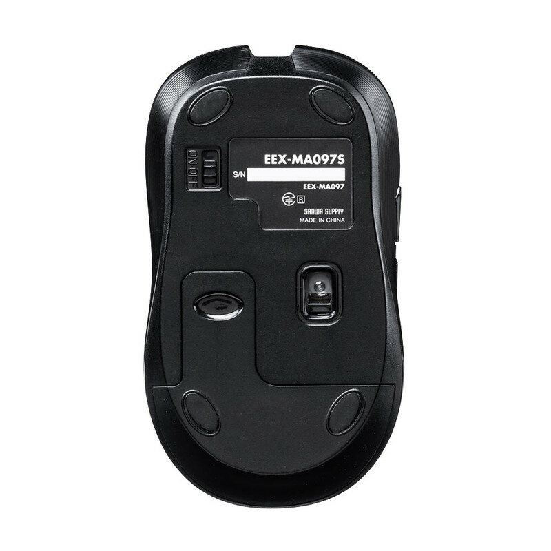 ワイヤレスマウス_無線_軽量_サイドボタン_シンプル_USB_名入れ_単三電池_コスパ_シルバー_EEX-MA097S