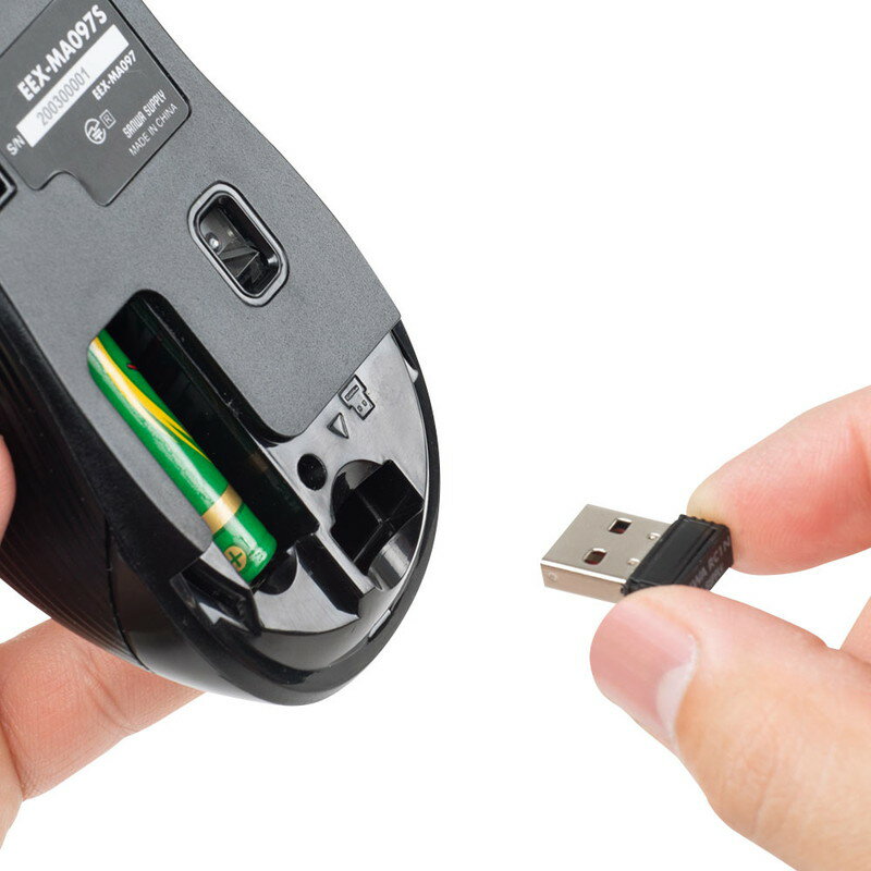 ワイヤレスマウス_無線_軽量_サイドボタン_シンプル_USB_名入れ_単三電池_コスパ_シルバー_EEX-MA097S