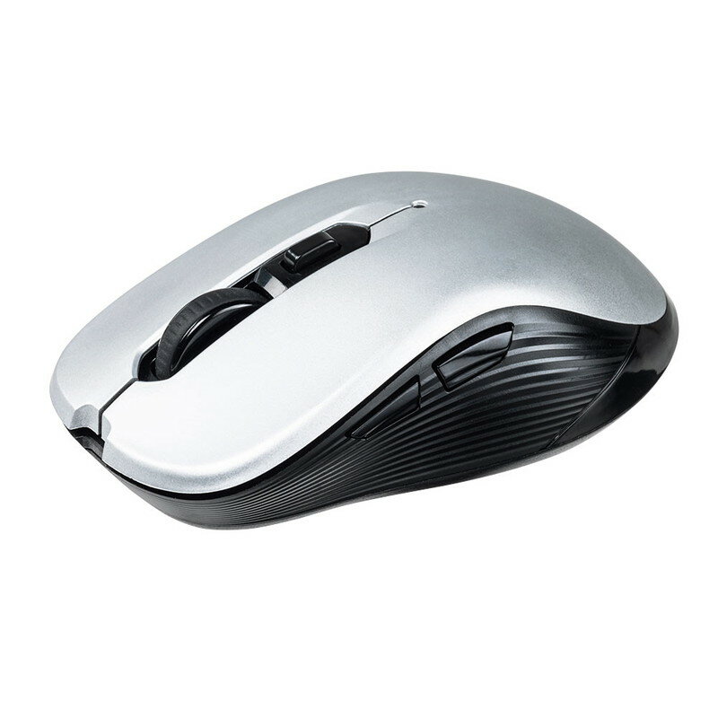 ワイヤレスマウス_無線_軽量_サイドボタン_シンプル_USB_名入れ_単三電池_コスパ_シルバー_EEX-MA097S