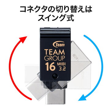 USBメモリ 16GB USB Type-C/USB3.1 Gen1 スイング式 超小型 【ネコポス対応】 600-3TC16GN2 サンワサプライ