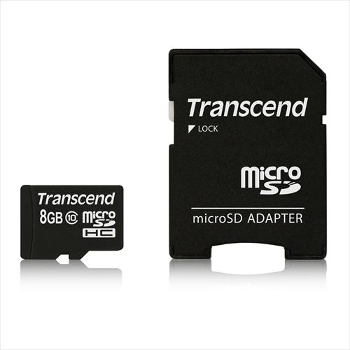 【最大2,500円クーポン発行中】microSDカード 8GB Class10 転送速度 microSDHC マイクロSD アダプタ付き 長期保証 TS8GUSDHC10 トランセンド【ネコポス対応】