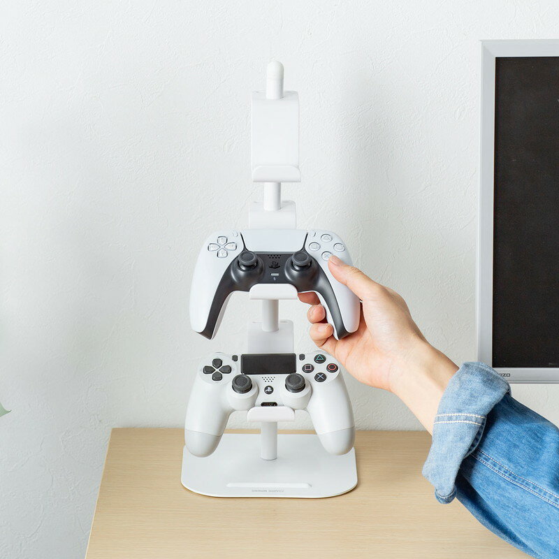 ゲームコントローラースタンド_ゲームパッドスタンド_ヘッドホンスタンド_ホワイト_EZ2-GAP011W