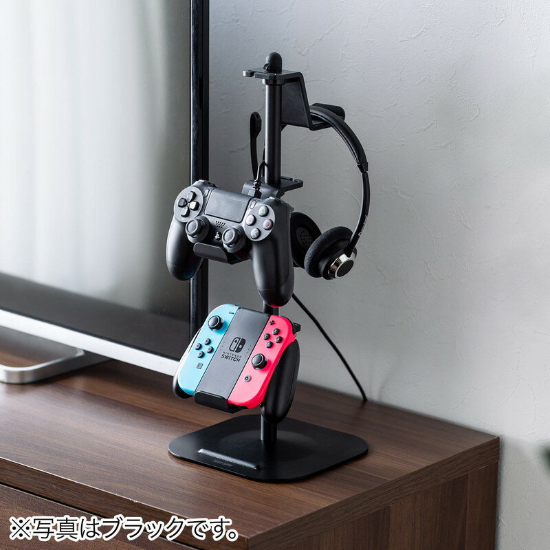 ゲームコントローラースタンド_ゲームパッドスタンド_ヘッドホンスタンド_ホワイト_EZ2-GAP011W