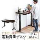 昇降デスク 電動 引き出し スタンディングデスク 高さメモリー機能 幅120cm 奥行60cm 充電用USBポート付き 昇降テーブル パソコンデスク ゲーミングデスク 濃いブラウン EZ1-ERD039M
