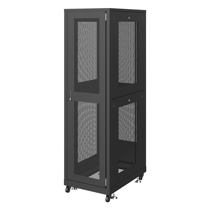 サーバーラック 19インチ eia メッシュ 放熱 キャスター アジャスター 鍵 セキュリティ 42U 黒 データ..