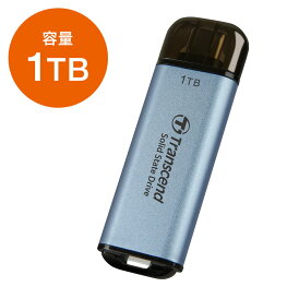 外付けSSD 1TB ESD310 Type-C接続 スティック USB10Gbps USB3.2 Gen2 iPhone15 ポータブル スカイブルー Transcend トランセンド 長期保証 TS1TESD300C【ネコポス対応】
