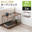 オープンラック おしゃれ 木製 ワイヤーラック 2段 簡単組み立て ネジなし 工具不要 ダークブラウン 木目調 北欧 幅62×奥行き31×高さ38.7cm EZ1-SH003M