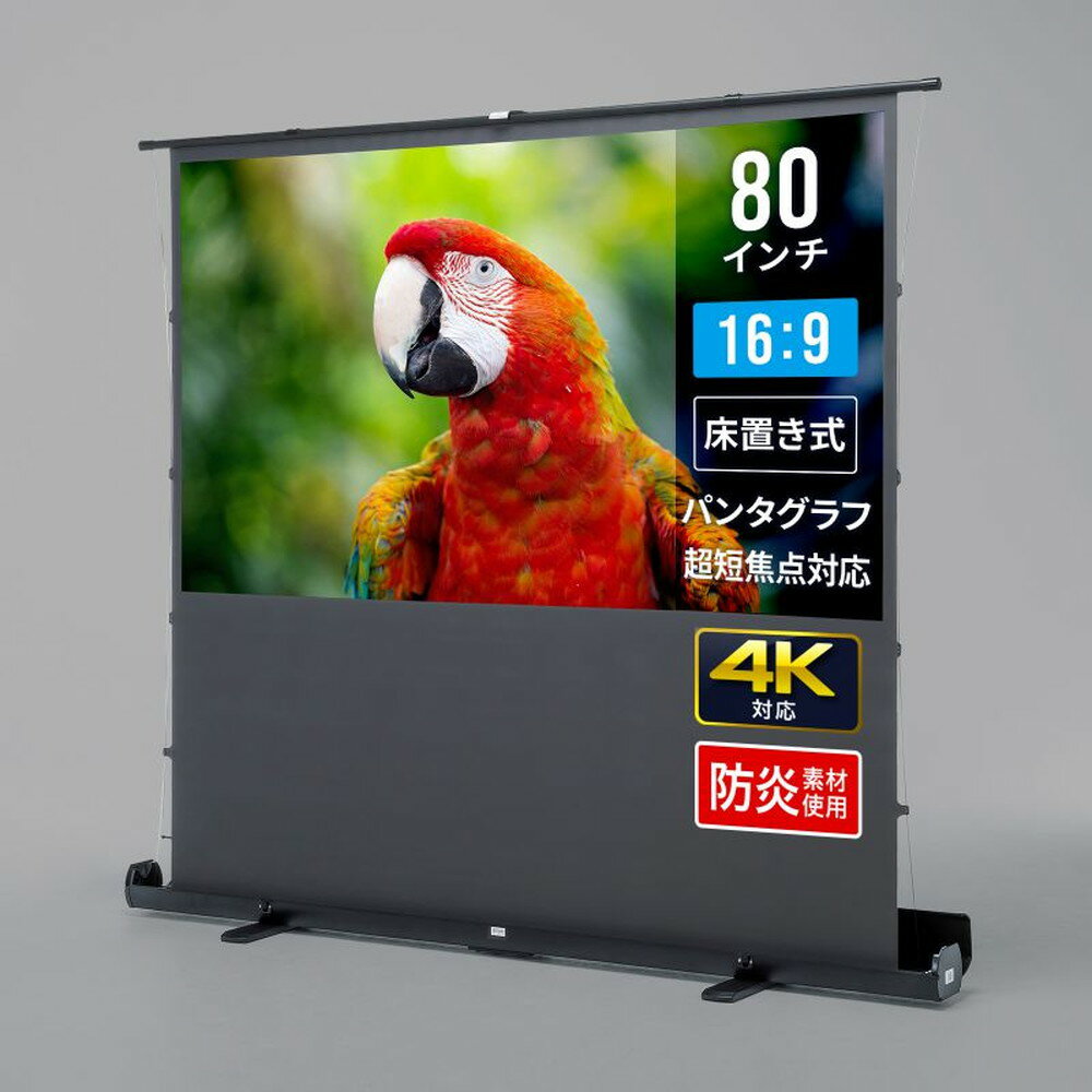 プロジェクタースクリーン 自立式 80インチ ワイド 超短焦点対応 床置き パンタグラフ 16:9 大型 簡単設置 ホームシアター 会議 プレゼン 講演 学校 大学 PRS-YPT80HDT サンワサプライ