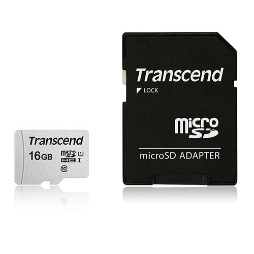 【最大2500円クーポン発行中】microSDカード 16GB Class10 転送速度 大容量 microSDXC マイクロSD SD変換アダプタ付き 長期保証 トランセンド TS16GUSD300S-A【ネコポス対応】