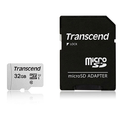 【最大2500円クーポン発行中】microSDカード 32GB Class10 転送速度 大容量 microSDXC マイクロSD SD変換アダプタ付き 長期保証 トランセンド TS32GUSD300S-A【ネコポス対応】