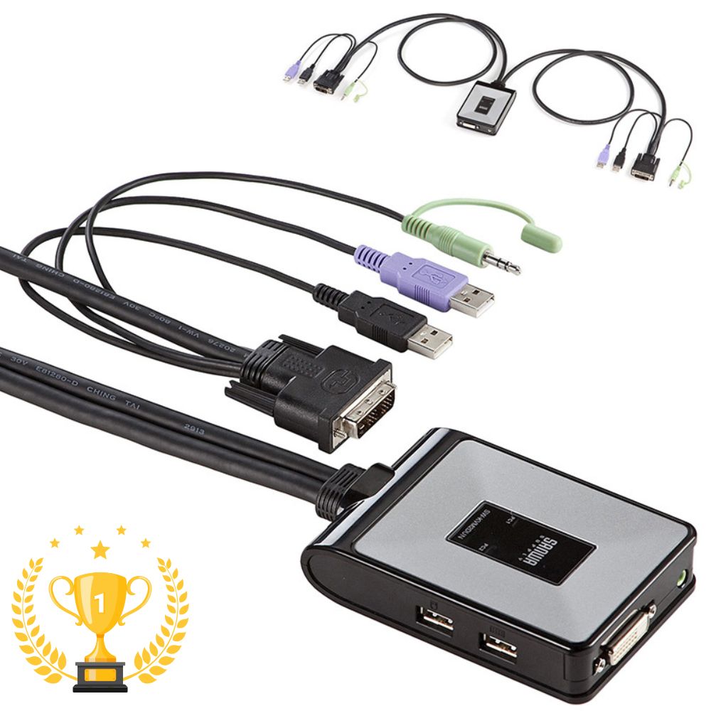 【最大1,000円オフクーポン発行中】【楽天1位受賞】KVMスイッチ パソコン切替器 PC2台切替 DVIディスプレイ USB マウス キーボード スピーカー ...