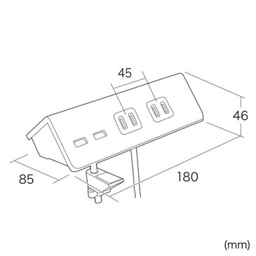 【クーポン配布中〜9/11まで】USB充電ポート付き便利タップ 2P 4個口+USB2ポート 一括集中スイッチ クランプ固定式 TAP-B105U-3W サンワサプライ